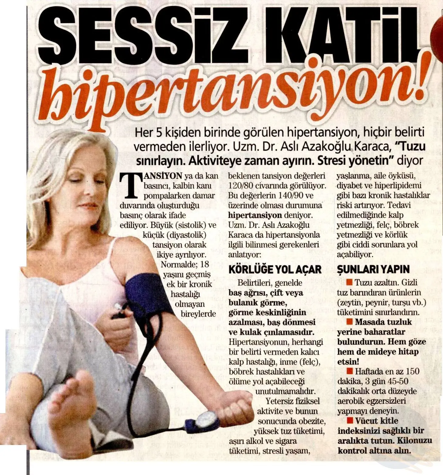 Takvim Sessiz Katil Hipertansiyon