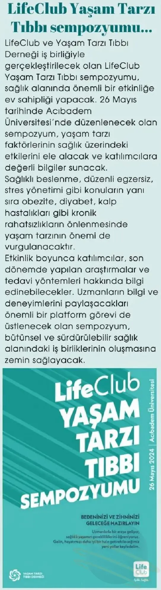 Medikongre Lifeclub Yaşam Tarzi Tibbi Sempozyumu...